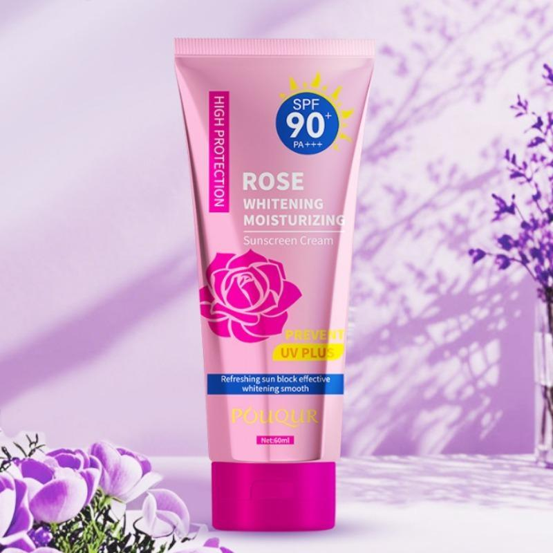 Rose Whitening Sunscreen 60ML, high protection SPF90+ PA+++, waterproof, sweat-proof, sunburn-proof